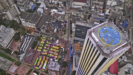 bogota colombia aerial v34 birds eye view drone flyover carrera 7 capturing street views across alameda, bosque, izquierdo, santa fe and downtown area - shot with mavic 3 cine - november 2022