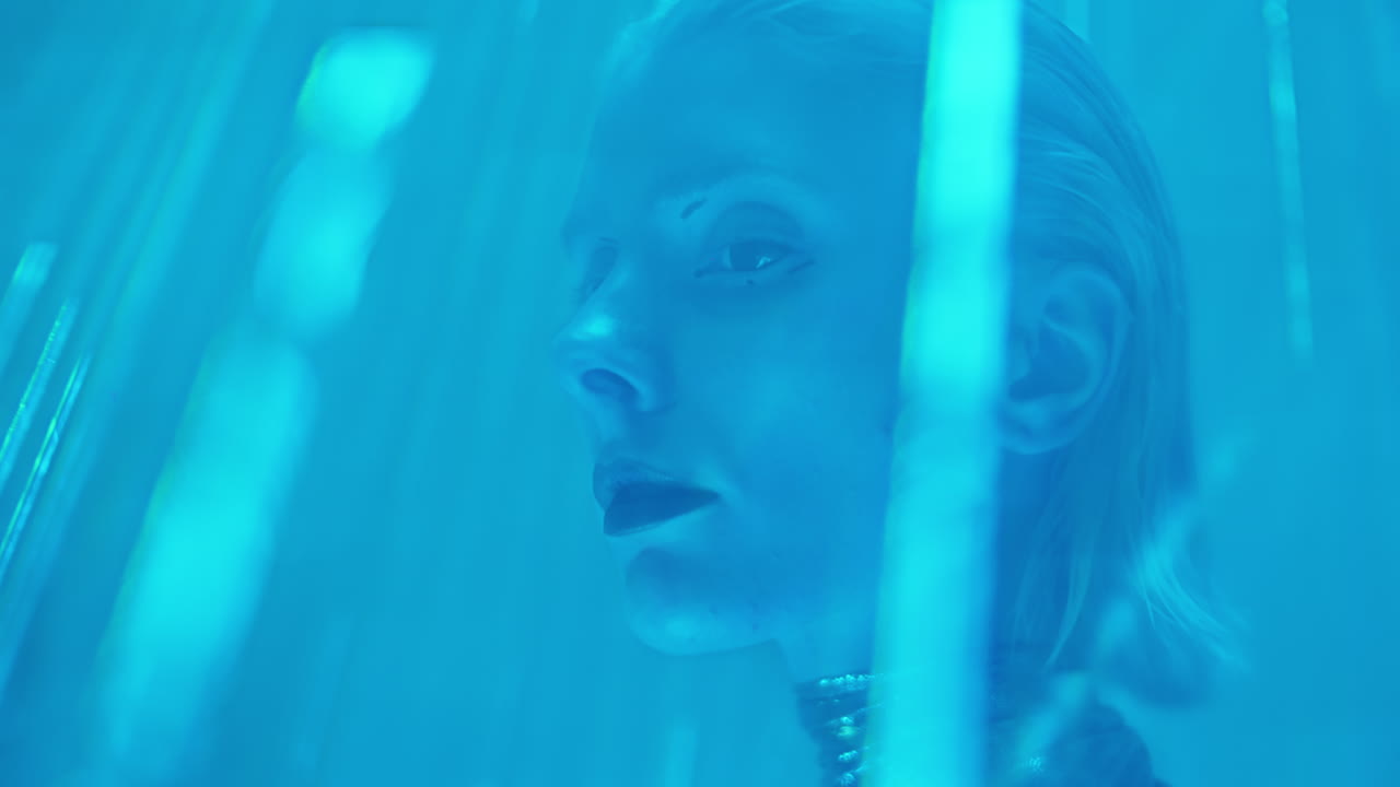 Extraterrestrial Woman in Laser Light Beams