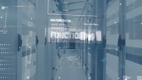 animación del procesamiento de datos en la sala de servidores