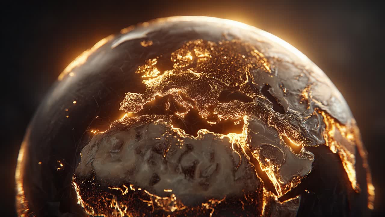 A Stunning Depiction of Earth Illuminated by Glowing Oceanic Borders and Luminous Landmasses, Capturing the Planet&amp;#039;s Beauty and Dynamic Geography in Vivid Detail
