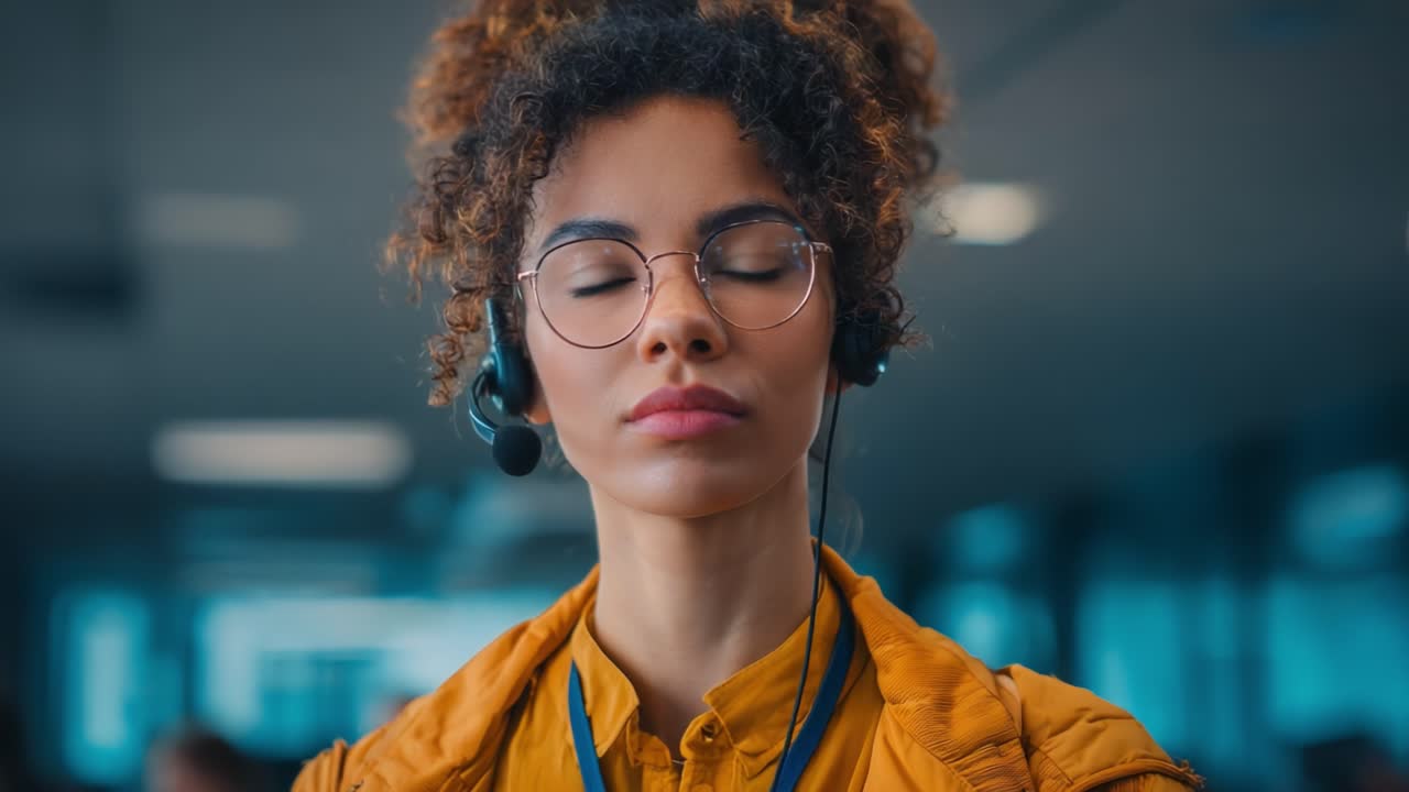 Fokusert, ung profesjonell engasjert i kommunikasjon med headset i et moderne arbeidsmiljø, som fremhever empati og oppmerksomhet i kundeserviceinteraksjonen