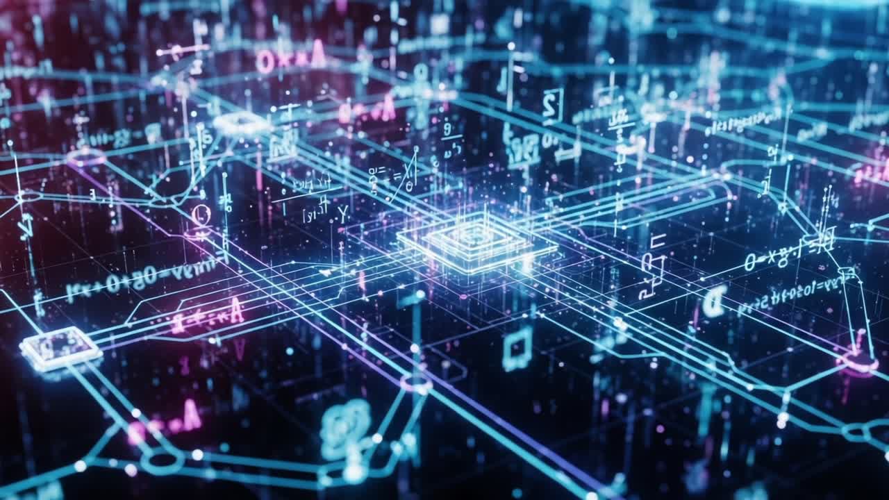 A Stunning Visualization of Quantum Computing: Exploring the Intricate Network of Processors and Data Flow in Digital Landscapes