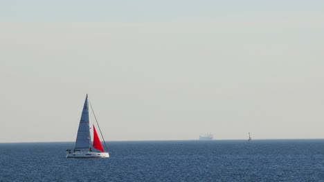 sailboat gliding across calm sea at brighton beach