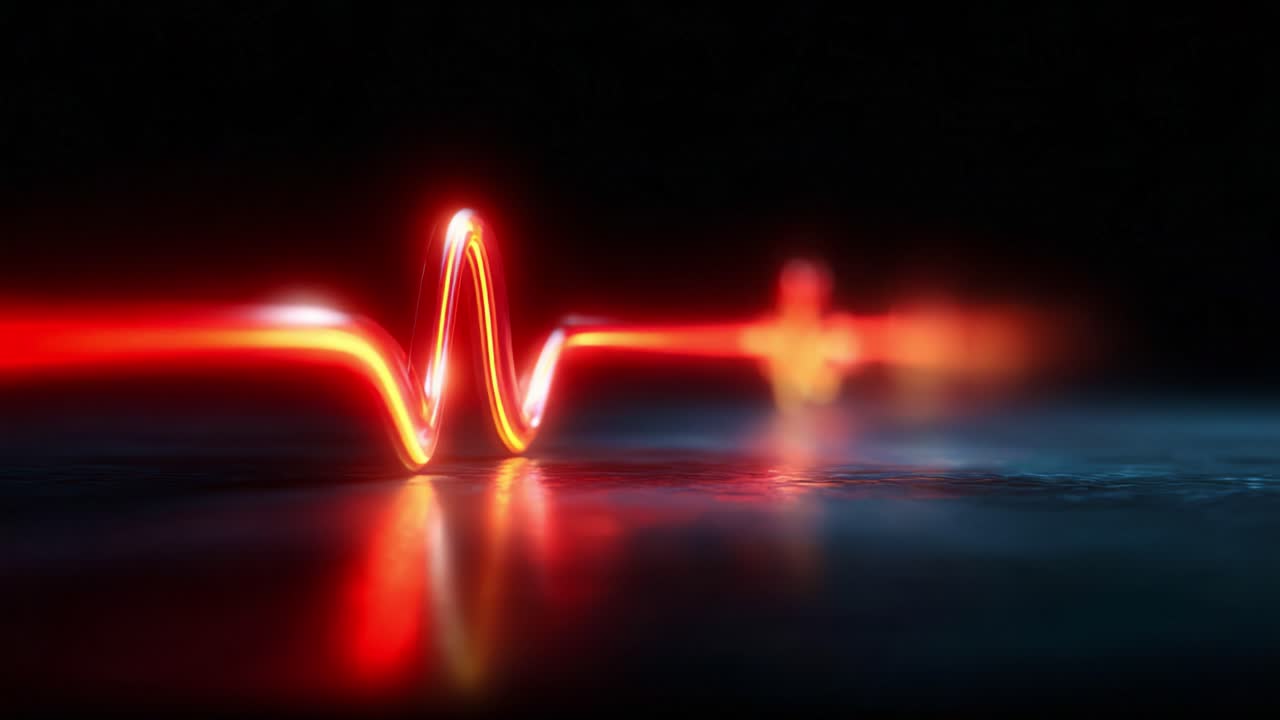 A Stunning Visualization of an Electric Pulse Representing Life Signals, Showcasing Dynamic Waveforms Against a Dark Background, Illustrating Vibrancy and Motion in Digital Art