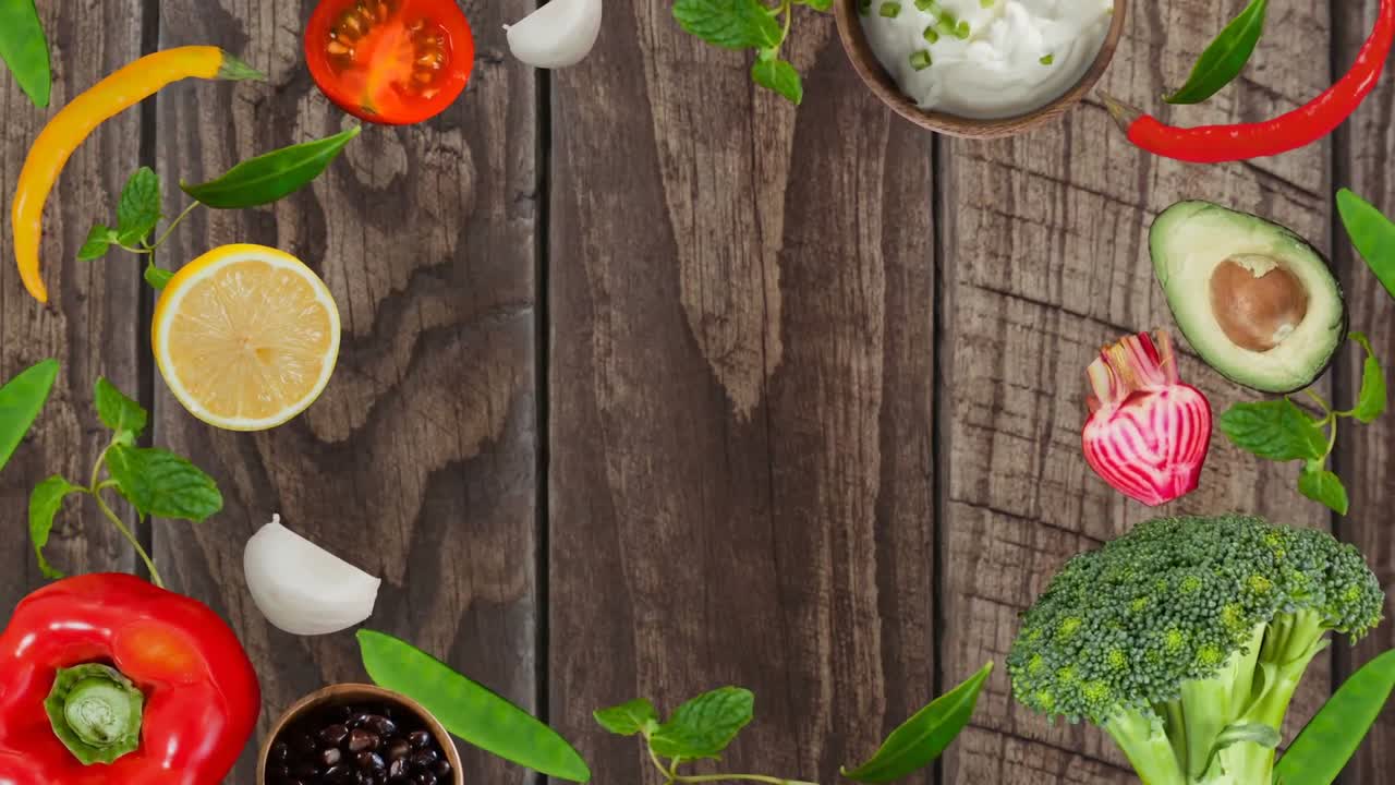 vídeo generado digitalmente de alimentos saludables