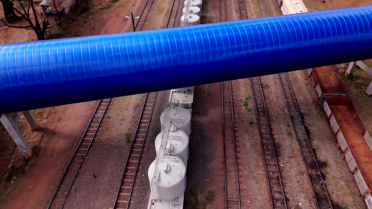 Abstract Art BOTSWANA - Lobatse Rail Way Bridge, 4K Drone Shot at Day Time With Cloud Cover During The Winter Season
