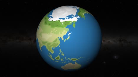 animation of earth rotating with a focus on tokyo