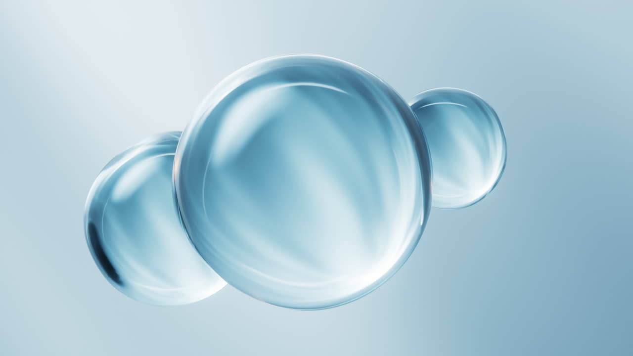 투명한 파란 거품 배경, 3d 렌더링