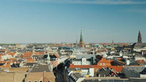the city of copenhagen an old city often with old-tiled roofs and spiers 4k video