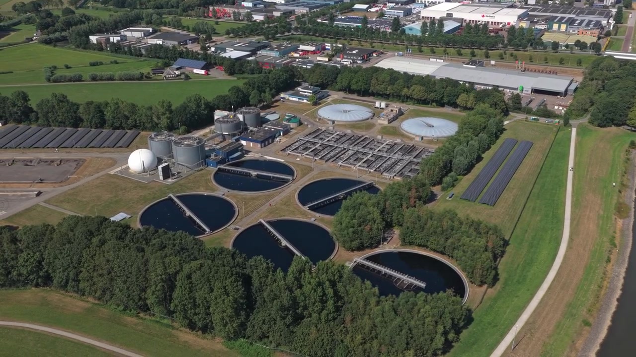 Aerial View of a Wastewater Treatment Plant Facility