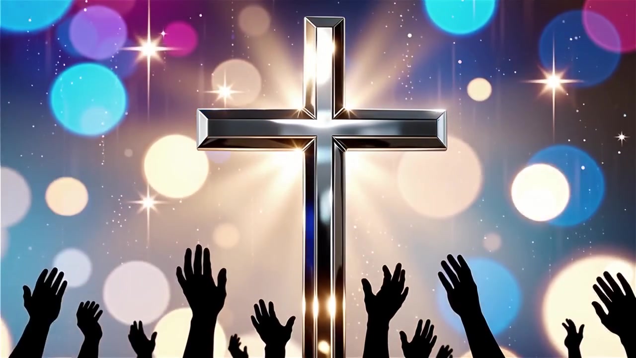 Cruz Cristiana con Luz Celestial, Fondo para Adoración.