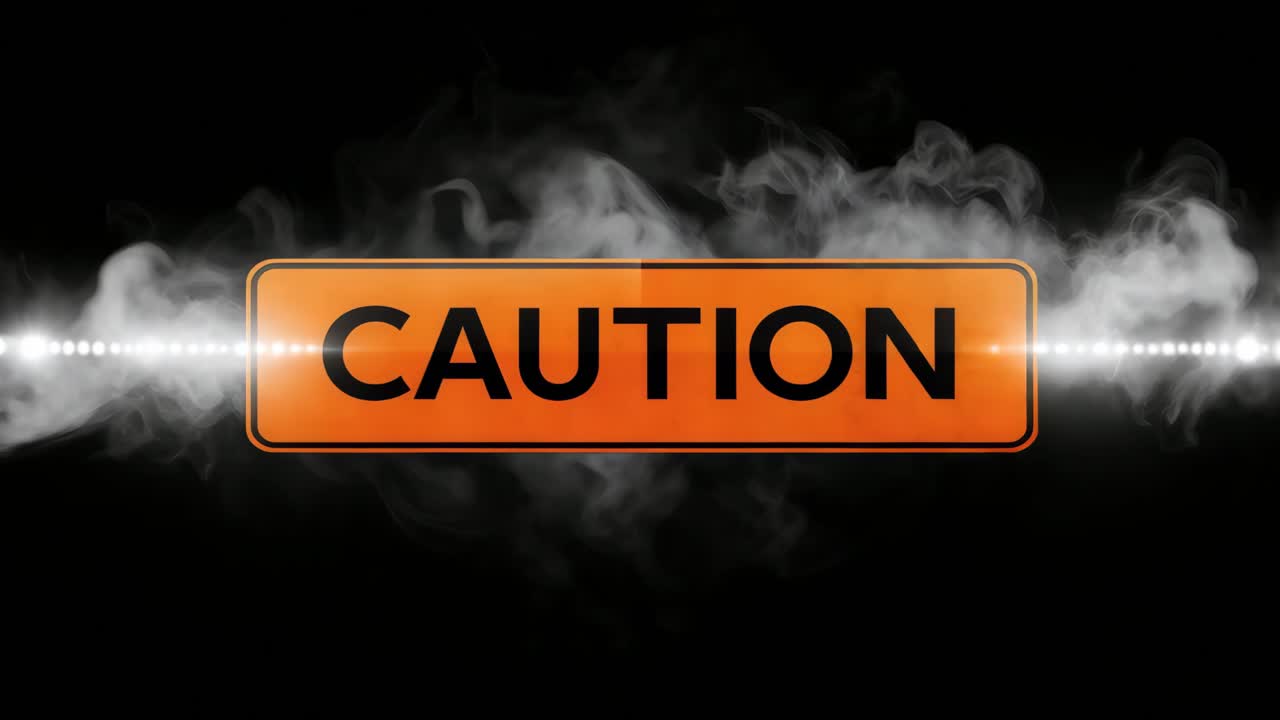 연기와 빛으로 경고 표지판