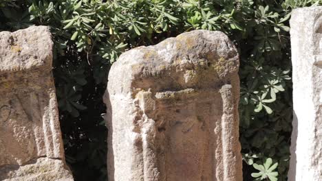 slide shot of a historical gravestones of the roman empire time in tunisia