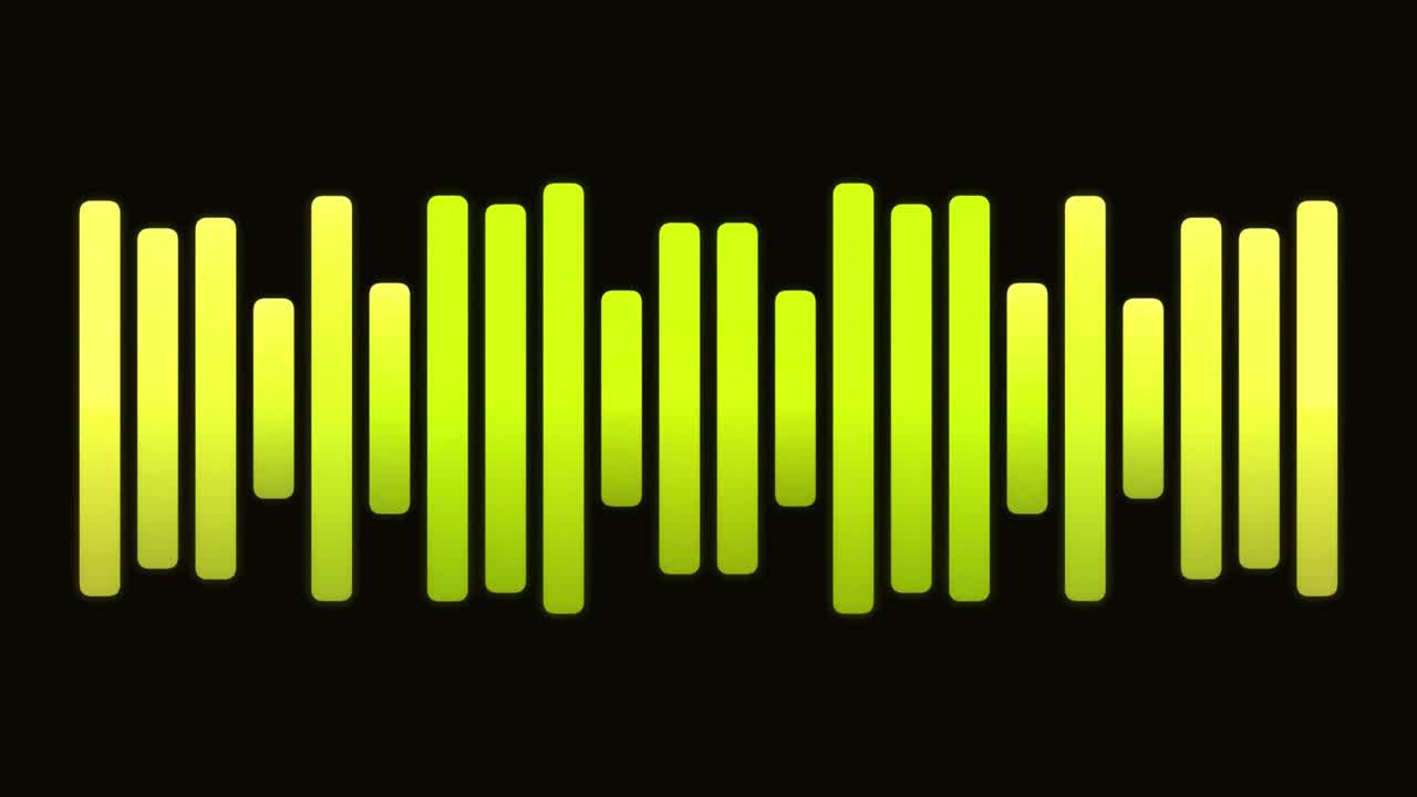 Green and Yellow Audio Equalizer Bars Animating on Black Background