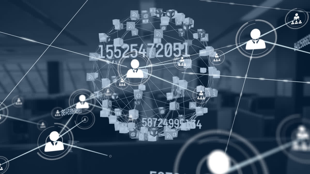 Animazione di una rete di connessioni su ufficio