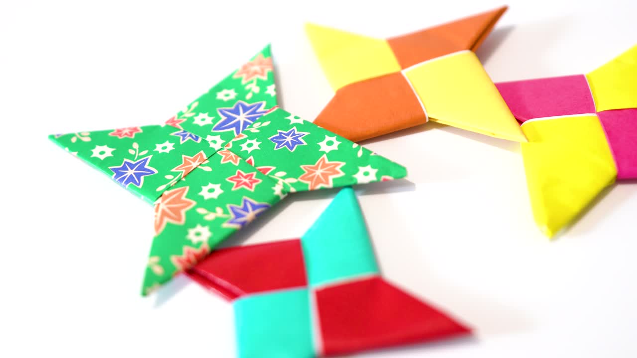 juego de dardos de origami diy, estrella ninja de colores voladores, memoria de la infancia