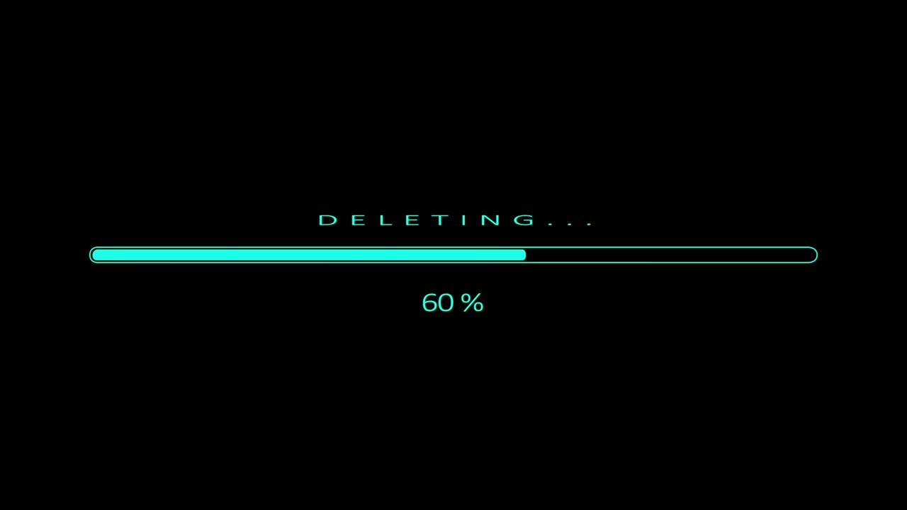Deleting bar isolated on black background