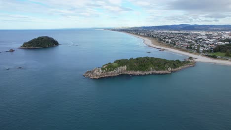 aerial view of islands and coastline in mount maunganui