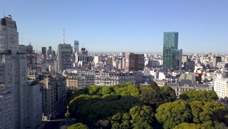 aerial of arbored plaza san martin in retiro neighborhood, buenos aires