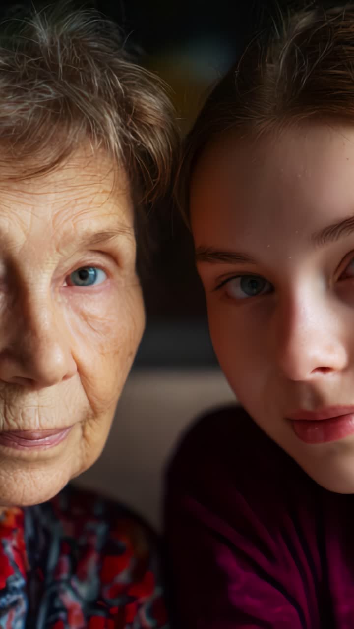A touching moment captured between two generations, showcasing the connection and bond between a grandmother and her granddaughter in a heartfelt portrait