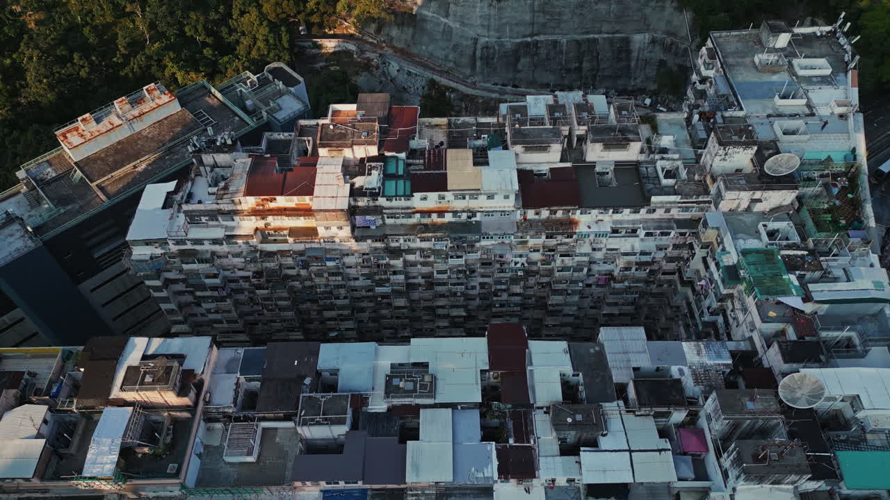 Aerial View of Crowded Residential Buildings in Urban City
