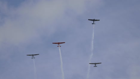 vuelo en formación de pequeñas aeronaves en un espectáculo aéreo