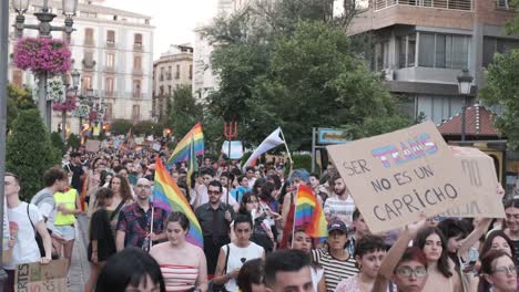 GRANADA, SPAIN - JUNE 28, 2022: Many people at the pride manifestation, LGBT+ community