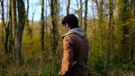 Talking-Phone-in-Fall-Forest