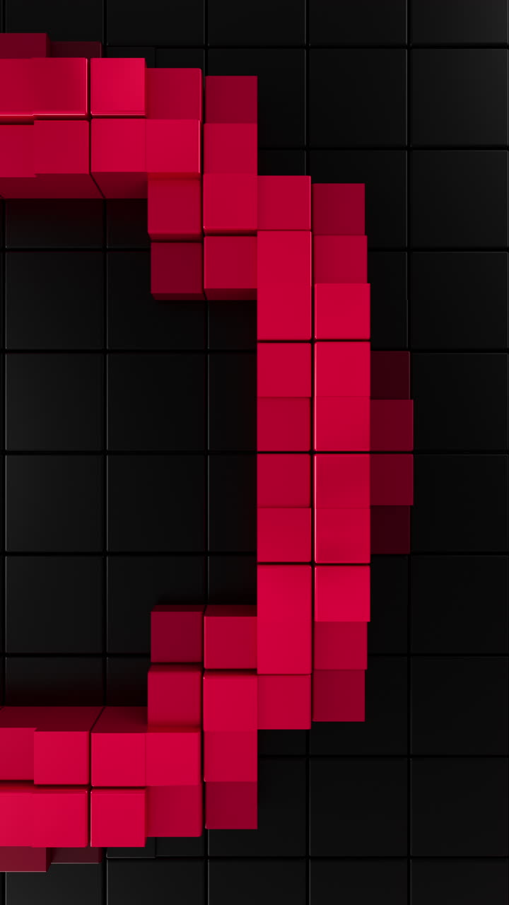 Red Abstract Curved Vertical Arc Seamless Futuristic 3D Loop. 3D rendering
