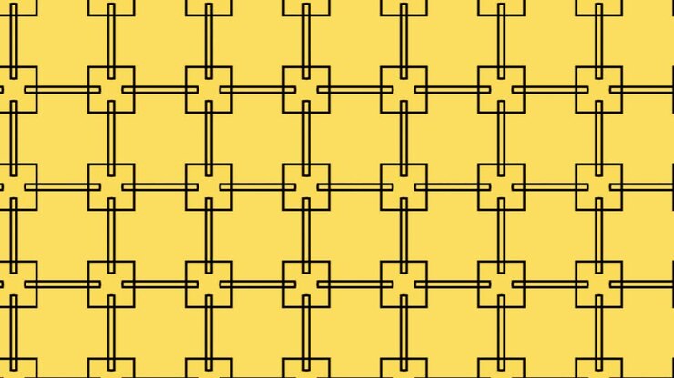 Computerized animation of bright yellow paper layout design, sliding towards left