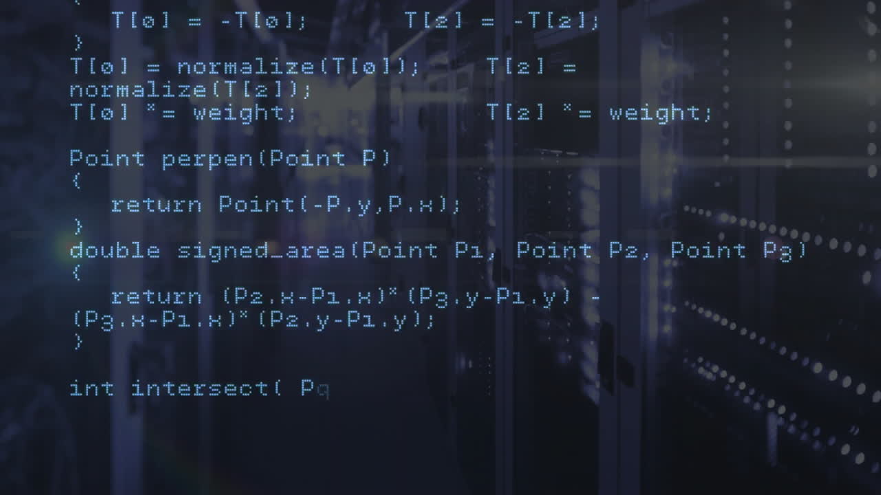 Premium stock video - Computer code animation over data center servers ...