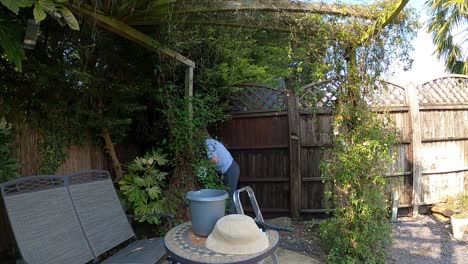 Time-lapse-of-Female-painting-Garden-fence-in-Summer
