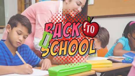 Animation-of-back-to-school-text-over-schoolchildren