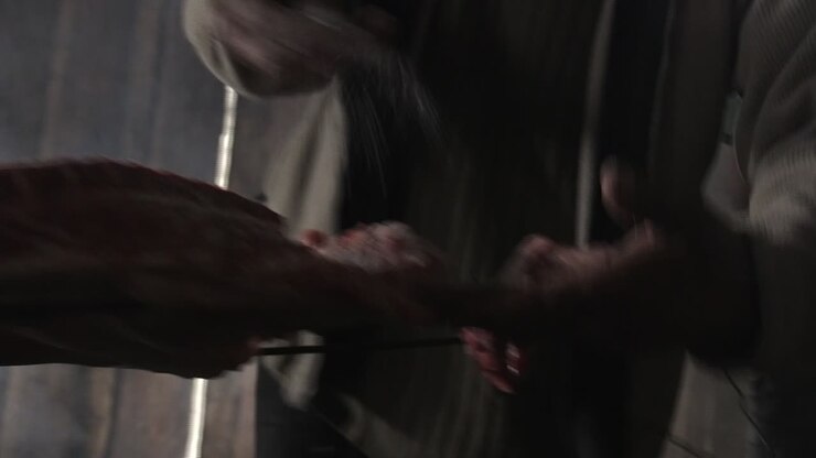 Men put salt in meat