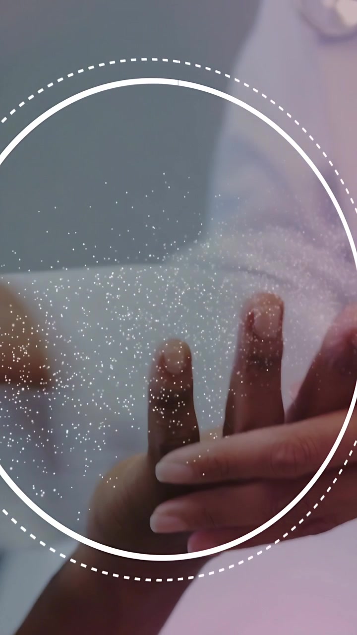 Vertical video: Doctor scanning patient finger activating UI and DNA sweep for diagnostic readout