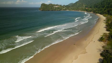 amazing ascending aerial of the longest bay las cuevas located on the caribbean island of trinidad