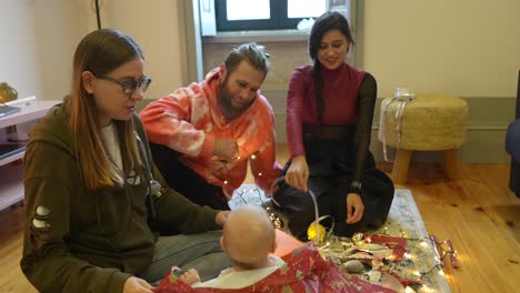 family christmas gift opening