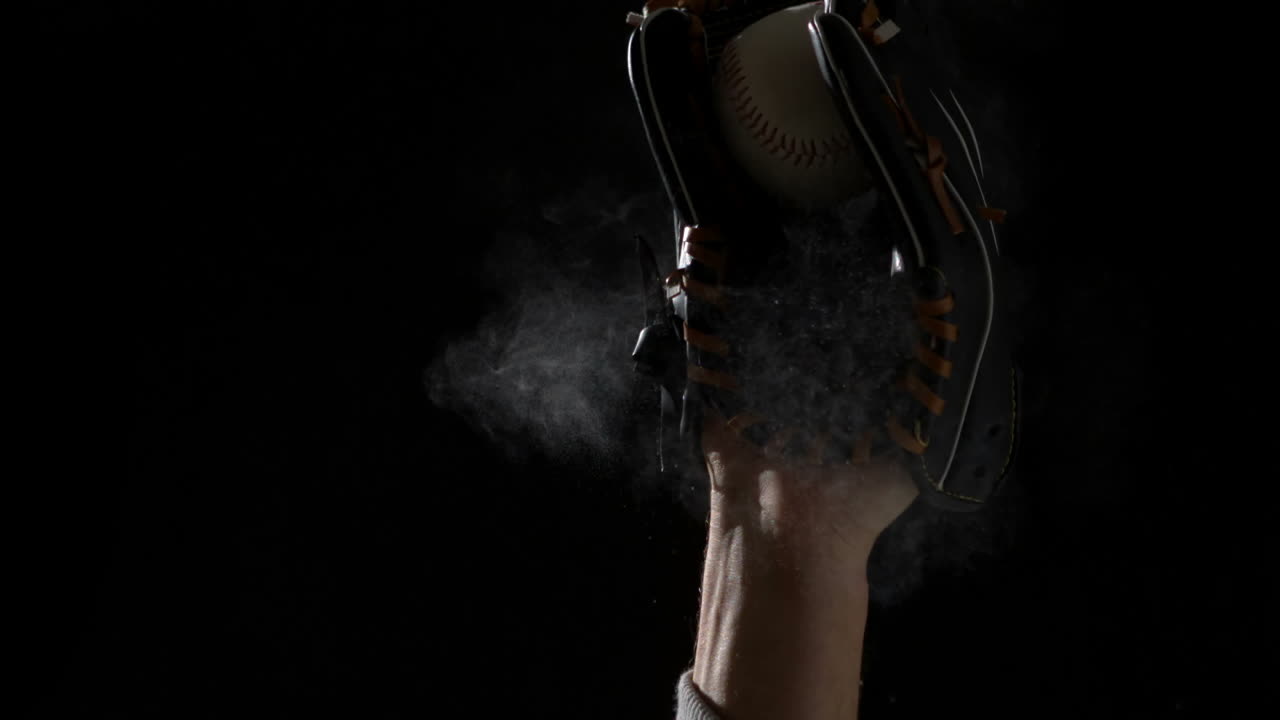 mano en guante de béisbol guante de captura