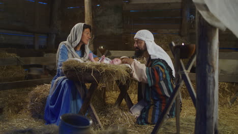 nativity scene in a barn