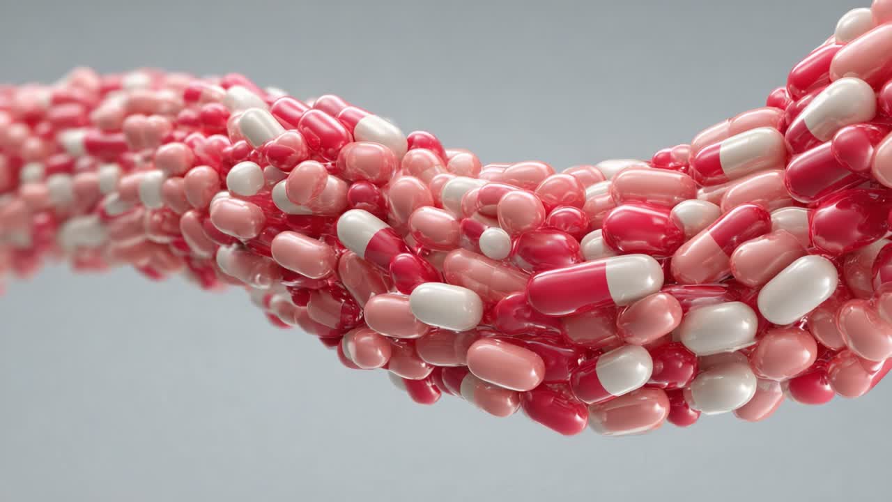 A Captivating Visual of Colorful Capsules Intertwined, Highlighting the Diversity and Complexity of Pharmaceutical Products in a Twisted Formation