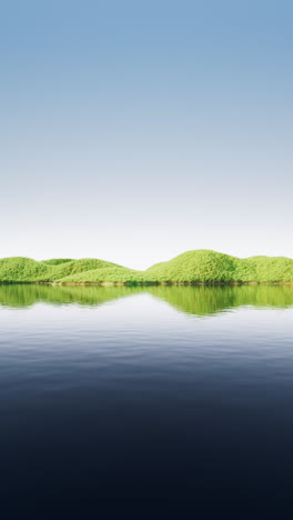 landforms with grass and lake in the nature, 3d rendering.