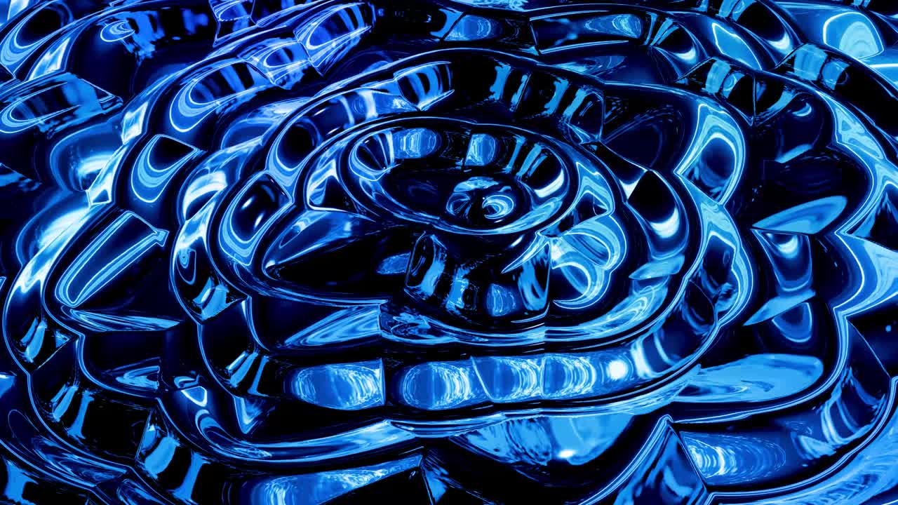 Looped abstract liquid background with wavy sparkling pattern on shiny glossy surface. Viscous blue fluid like surface of foil or brilliant glass. Beautiful creative festive backdrop. Simple bright BG