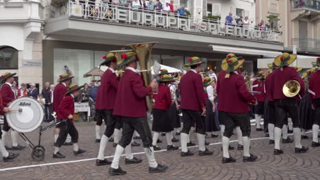 traditional brass band parade in european town
