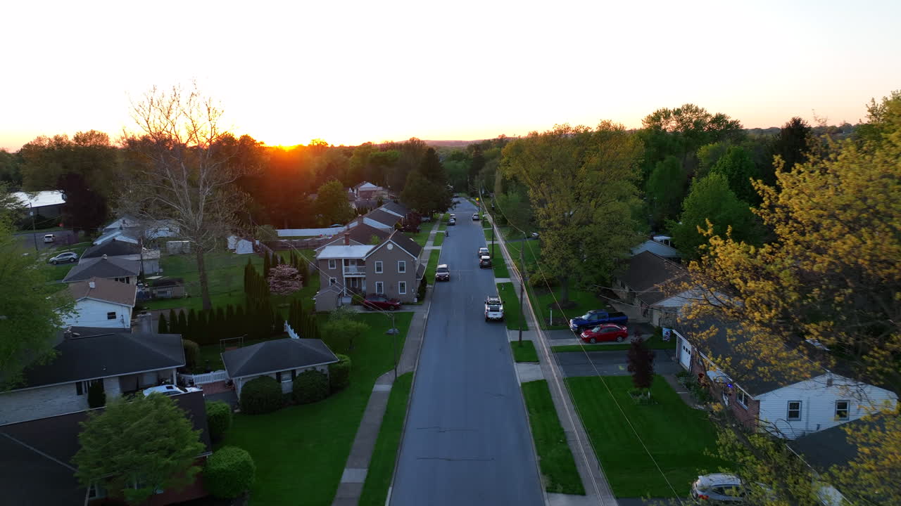 Small town neighborhood in spring