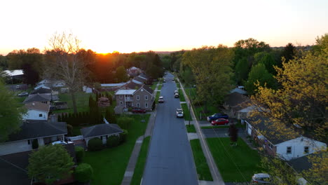 small town neighborhood in spring