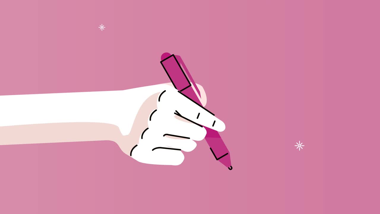 escritura de la mano humana con pluma