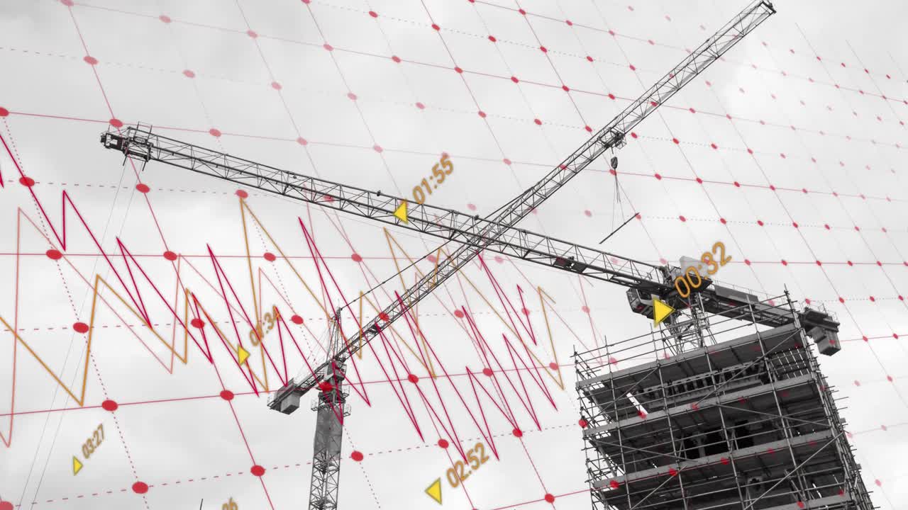 animación del procesamiento de datos financieros en el sitio de construcción
