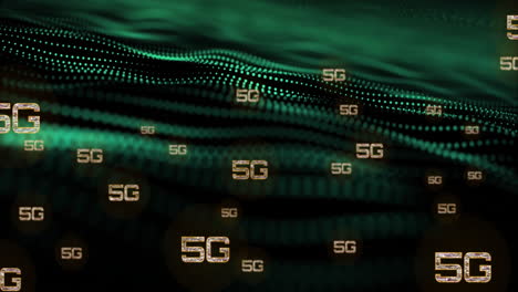 5g text over green digital wave animation