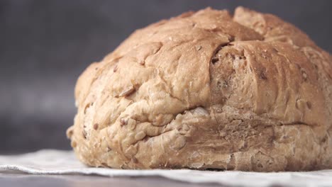 close-up of a loaf of whole grain bread