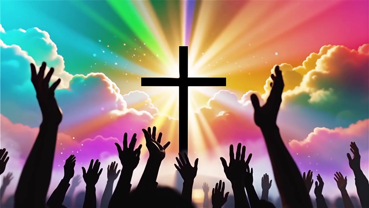 Christian Cross Heavenly Light Worship Background